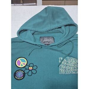 Brooklyn Sweater Women Med Kinetic Research Faded Hoodie Kangaroo Pockets Green